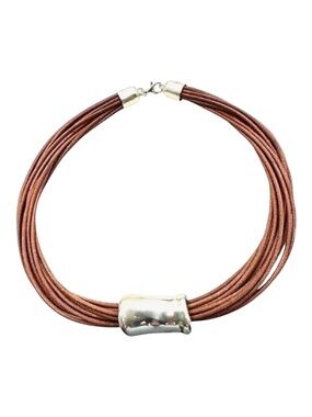 Silpada Brown Leather Multi-Strand .925 Silver Necklace #N0905